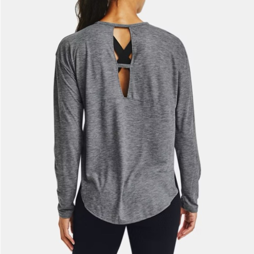 NWT Under Armour Women's Loose Fit Dropped Shoulder Curved Hem Gym Top size XS - Picture 3 of 8